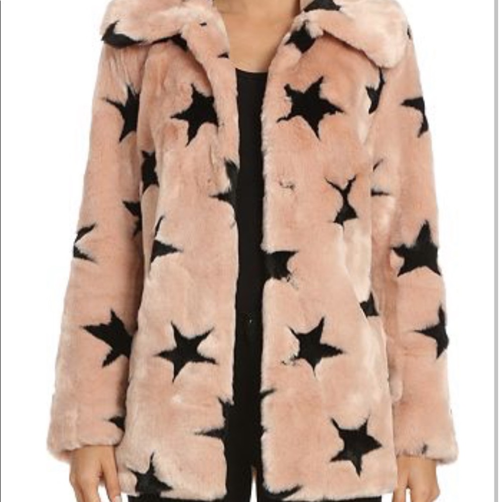Avec Les Filles faux fur star print coat (L)